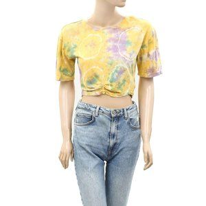 Urban Outfitters UO Tie Dye Print Cropped Top Ruched Cotton Blouse M New